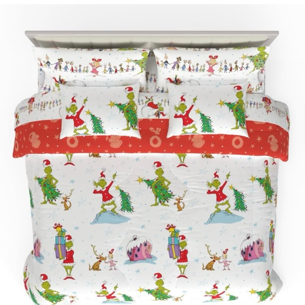 Dr. Seuss Grinch Comforter Set - Red, Green, White